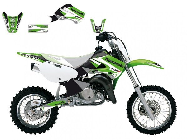 BLACKBIRD KOMPLET NAKLEJEK (OKLEIN) KAWASAKI KX65 '00-'23 DREAM 4 KOLOR ZIELONY/ CZARNY