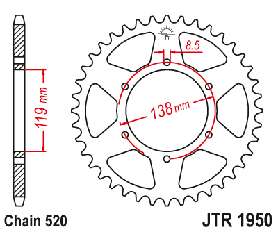 DID JT zestaw napędowy Husaberg FC501 (4 biegi) 90-95