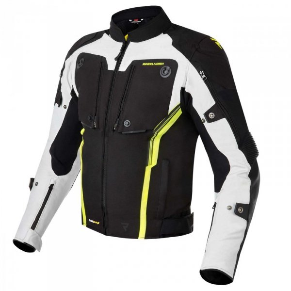 KURTKA MOTOCYKLOWA TEKSTYLNA REBELHORN BORG BLACK GREY FLUO YELLOW L