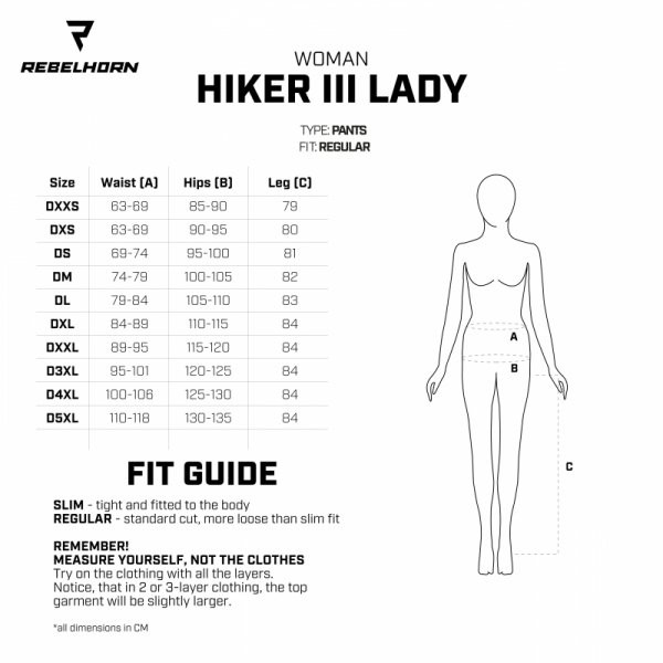 SPODNIE MOTOCYKLOWE TEKSTYLNE DAMSKIE REBELHORN HIKER 3 BLACK GREY WXS