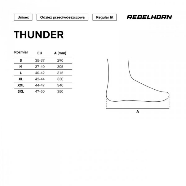 OSŁONA PRZECIWDESZCZOWA NA BUTY REBELHORN THUNDER BLACK S (EU 35-37)