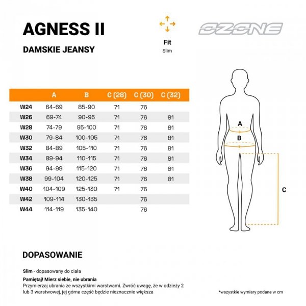 JEANSY MOTOCYKLOWE DAMSKIE OZONE AGNESS 2 WASHED BLUE 28/32 W28/32