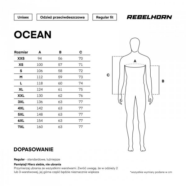 KURTKA PRZECIWDESZCZOWA REBELHORN OCEAN BLACK 6XL