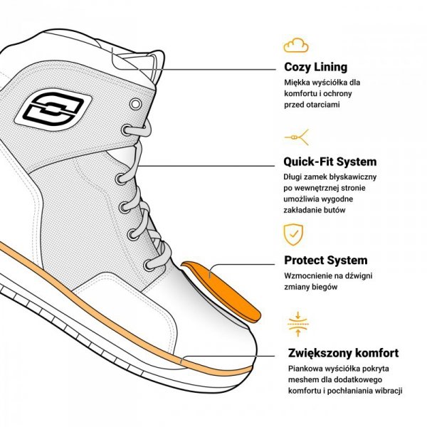 BUTY MOTOCYKLOWE OZONE SPIN BLACK BLACK SOLE 48