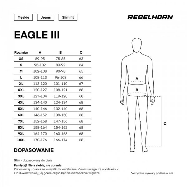 JEANSY MOTOCYKLOWE REBELHORN EAGLE 3 SLIM FIT WASHED BLUE 28/32
