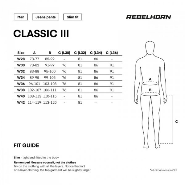 JEANSY MOTOCYKLOWE REBELHORN CLASSIC 3 SLIM FIT WASHED BLACK 32/36