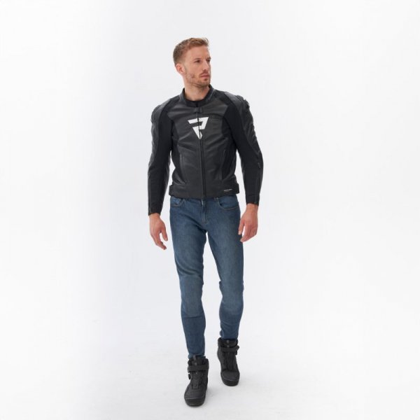 KURTKA MOTOCYKLOWA SKÓRZANA REBELHORN VELOCE BLACK WHITE 50