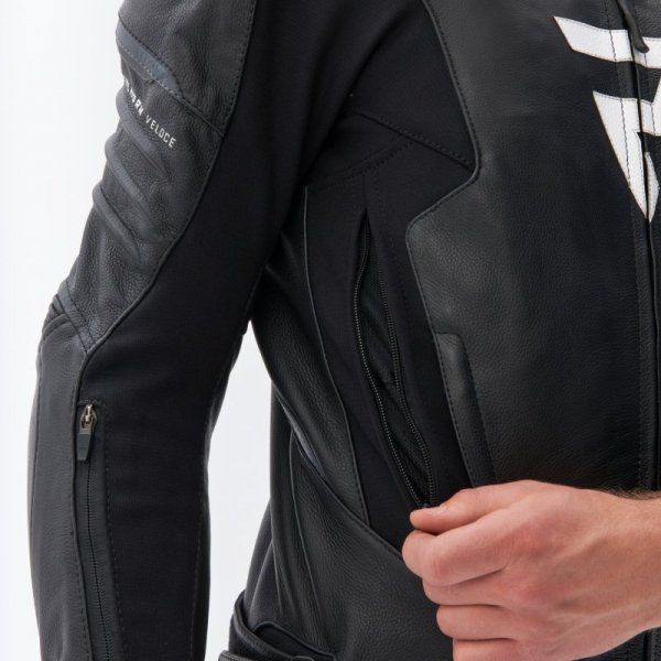 KURTKA MOTOCYKLOWA SKÓRZANA REBELHORN VELOCE BLACK WHITE 58