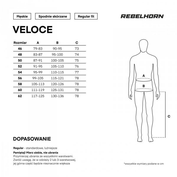 SPODNIE MOTOCYKLOWE SKÓRZANE REBELHORN VELOCE BLACK WHITE 48