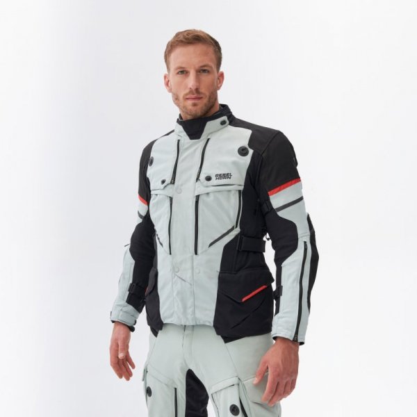 KURTKA MOTOCYKLOWA TEKSTYLNA REBELHORN RANGE GREY BLACK RED M