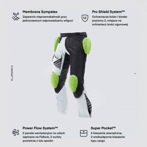 SPODNIE MOTOCYKLOWE TEKSTYLNE REBELHORN RANGE GREY BLACK RED 3XL