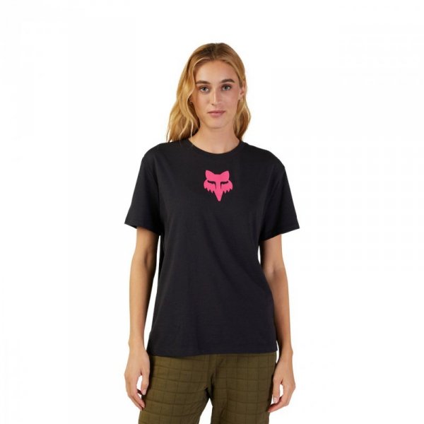 T-SHIRT DAMSKI FOX HEAD BLACK PINK L