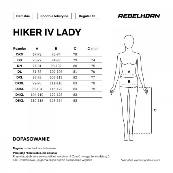 SPODNIE MOTOCYKLOWE TEKSTYLNE DAMSKIE REBELHORN HIKER 4 BLACK W4XL