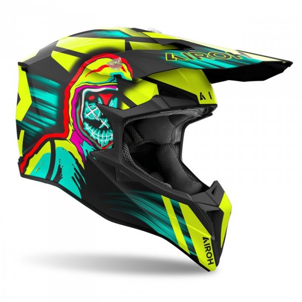 KASK MOTOCYKLOWY AIROH WRAAAP CYBER YELLOW MATT XXS
