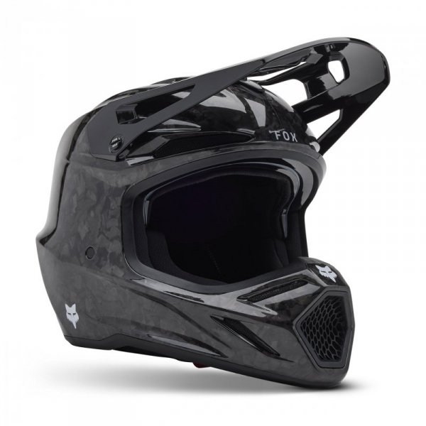 KASK MOTOCYKLOWY FOX V3 RS CARBON SOLID BLACK XS