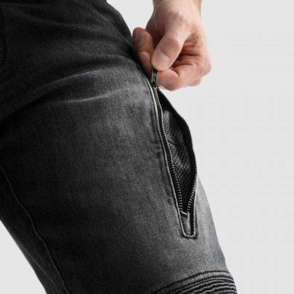 JEANSY MOTOCYKLOWE REBELHORN VANDAL WASHED BLACK MONOLAYER 40/34