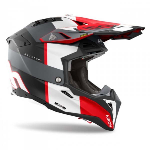KASK MOTOCYKLOWY AIROH AVIATOR 3 MONARCH GREY RED MATT M