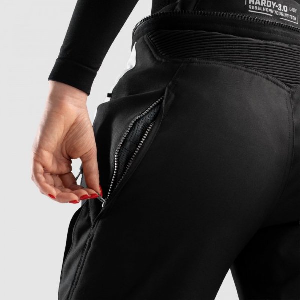 SPODNIE MOTOCYKLOWE TEKSTYLNE DAMSKIE REBELHORN HARDY 3.0 BLACK GREY WS