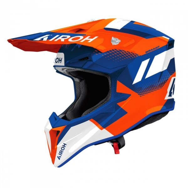 KASK MOTOCYKLOWY AIROH WRAAAP VISION ORANGE BLUE GLOSS S