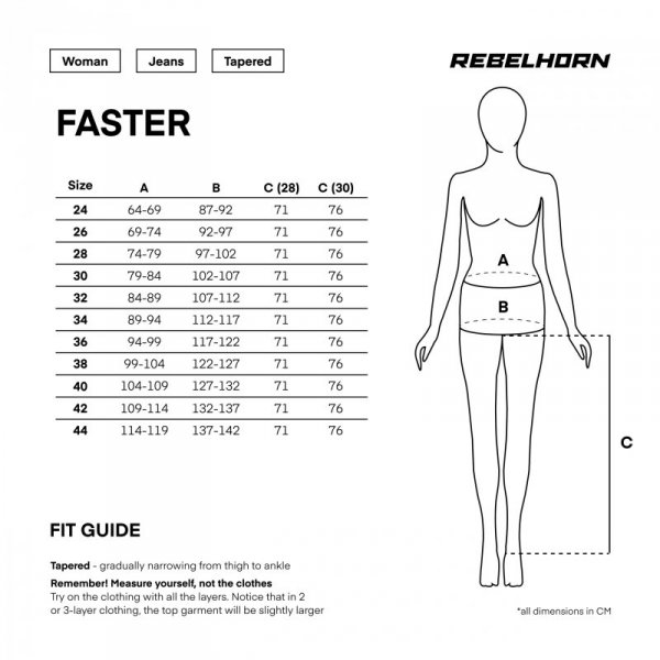 JEANSY MOTOCYKLOWE DAMSKIE REBELHORN FASTER BLACK 34/28 W34/28