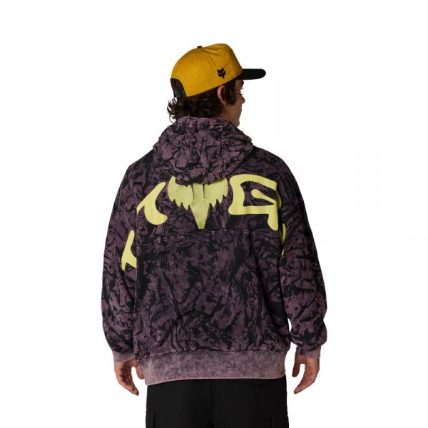 BLUZA Z KAPTUREM FOX IMAGE PRINT OVERSIZED FLEECE PO PLUM PERFECT L