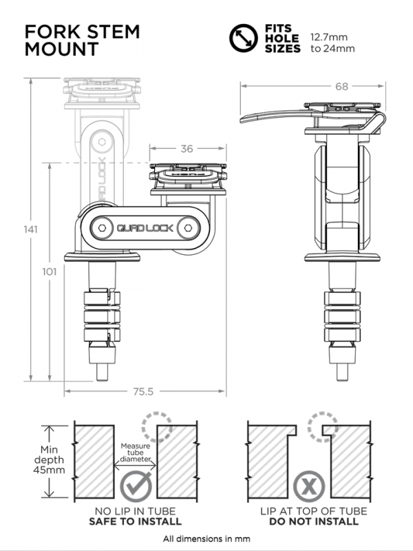 Podstawa montowana w sztycę główki ramy Quad Lock®