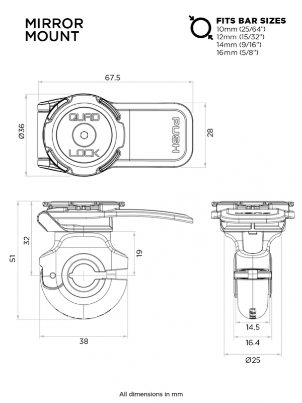 Podstawa montowana na lusterku Quad Lock® (V2)