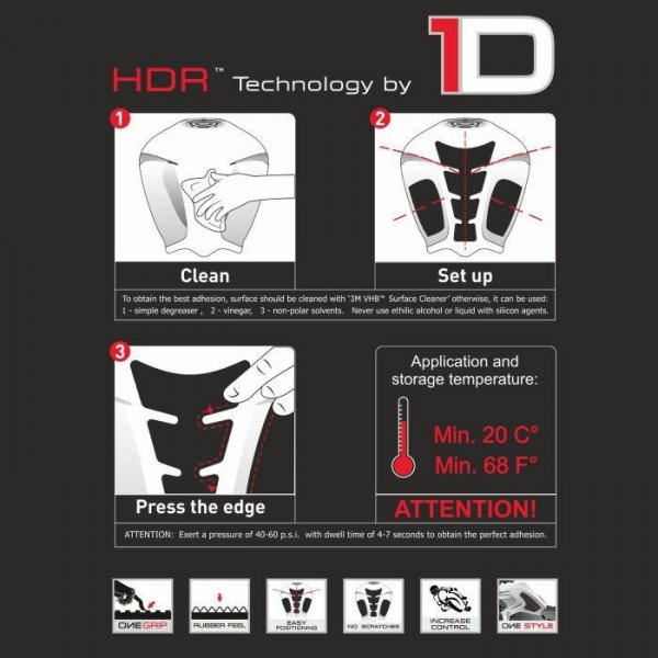 ONEDESIGN tankpad HDR uniwersalny czarny suitable for CafèRace/Naked bikes