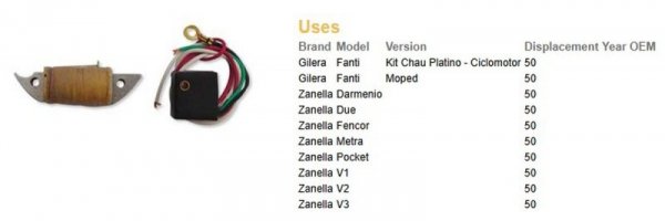 DZE MODUŁ ZAPŁONU CDI + CEWKA UZWOJENIA GILERA FANTI 50; ZANELLA DUE/FENCOR/V1/V2/V3/METRA 50