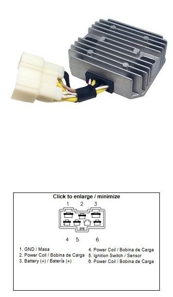 DZE REGULATOR NAPIĘCIA KAWASAKI KLF 400 BAYOU 96-99; KVF 400 PRIARE 97-98 (ESR135) (21066-1078) (35A)