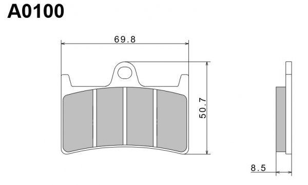 NISSIN KLOCKI HAMULCOWE KH252 / KH380 PREMIUM SEMI-METALLIC (SPIEK METALICZNY) (ECE R90) (MADE IN JAPAN) (2P-210NS)