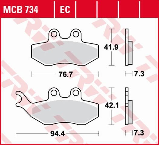 TRW ZF KLOCKI HAMULCOWE KH194 ORGANIC APRILIA SX 50 14-, YAMAHA DT 50 04-08, TZR 50 03-20, XT 125 05-11, PRZÓD