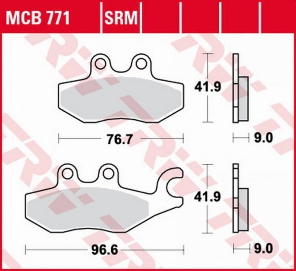 TRW ZF KLOCKI HAMULCOWE KH418 ORGANIC PIAGGIO BEVERLY 125 10-, MEDELEY 125 16-, MP3 125 09-12, X7 125 08-12, XEVO 125 07-, MEDEL