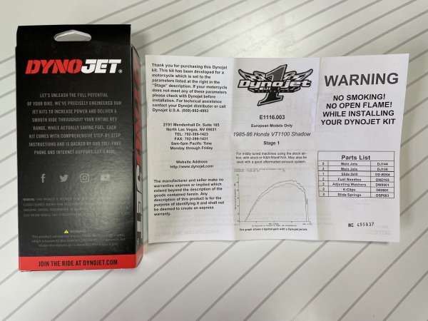 Honda VT 1100 Shadow (85-86) zestaw dysz Dynojet