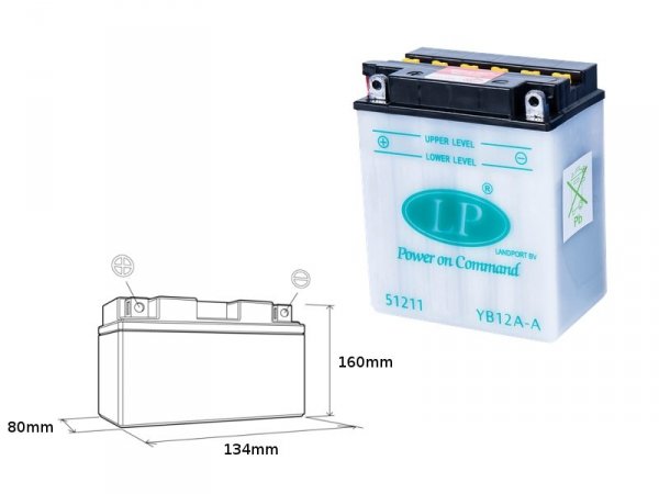 LANDPORT Honda CB 250 N/T (78-83) akumulator obsługowy - bez elektrolitu