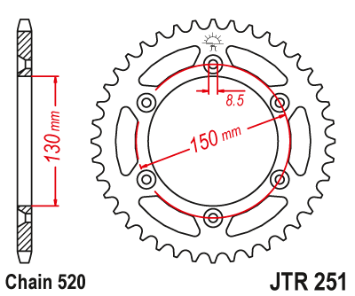 DID JT zestaw napędowy Yamaha YZ 125 (05-19)