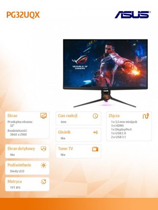 Monitor 32 cale PG32UQX HDMI*3+DP