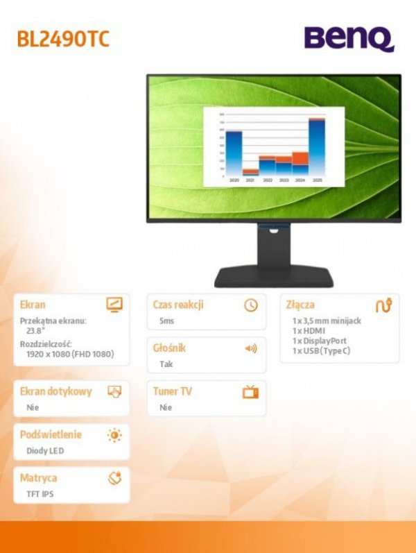 Monitor 23.8 cala BL2490TC LED 5ms/1500:1/HDMI/144Hz