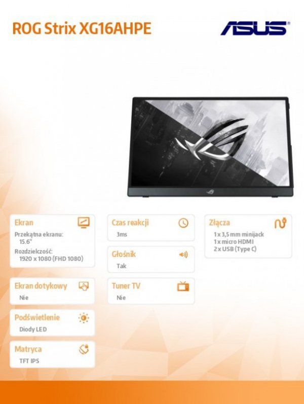 Monitor 15.6 cala ROG Strix XG16AHPE