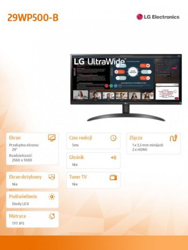 Monitor 29WP500-B 29 cali UltraWide FHD HDR Freesync