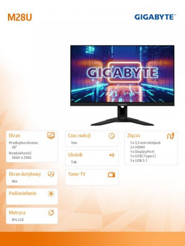 Monitor 28 M28U GAMING IPS/1ms/1MLN:1/UHD/HDMI/