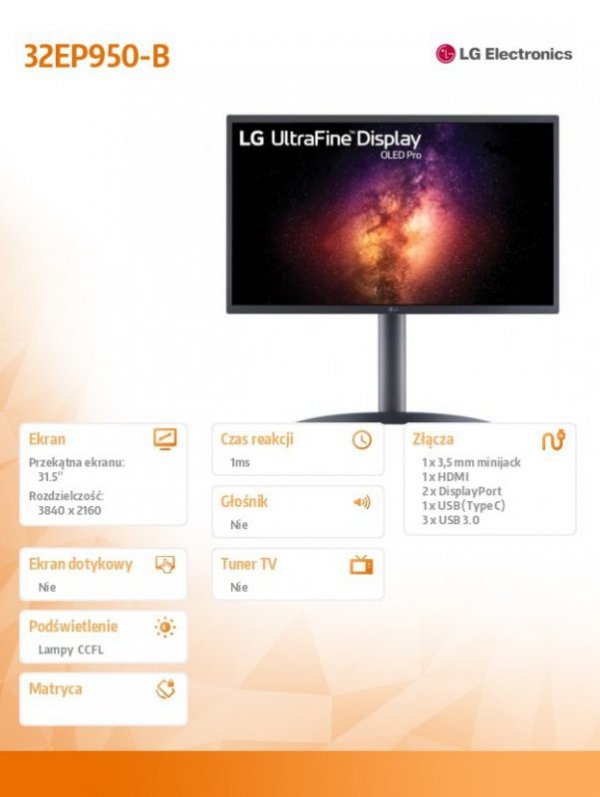 Monitor 32EP950-B 31,5 inch 4K HDR OLED 60Hz 16:9