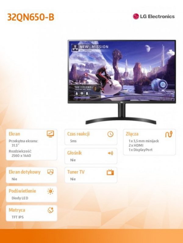 Monitor 32QN650-B 31.5 cala QHD IPS HDR10 AMD FreeSync