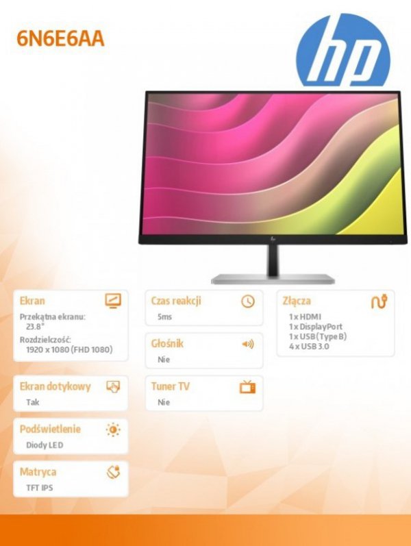 Monitor dotykowy FHD E24t G5 6N6E6AA