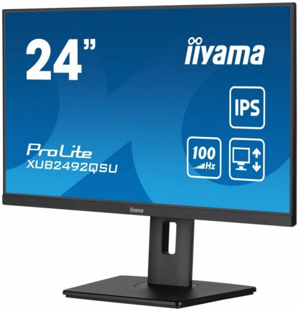 Monitor 23.8 cala ProLite XUB2492QSU-B1 IPS,QHD,USB-C,100Hz,3xUSB(3.2),HDMI,DP  300cd/m2,FreeSync,2x2W,HAS(150mm),PIVOT