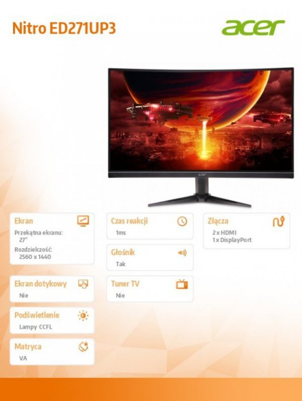 Monitor 27 cali Nitro ED271UP3 bmiipx 180Hz 300nit