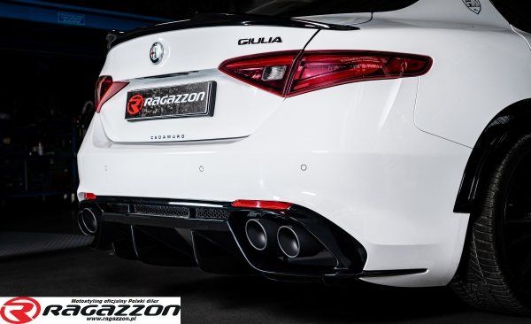 Tłumik końcowy przelotowy Alfa Romeo Giulia 2.0 Quadrifoglio style RAGAZZON CARBON 4x100mm sportowy wydech