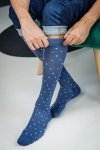 RELAXSAN - Podkolanówki uciskowe niebieskie w kolorowe kropki Fancy Socks (18 - 22 mmHg)