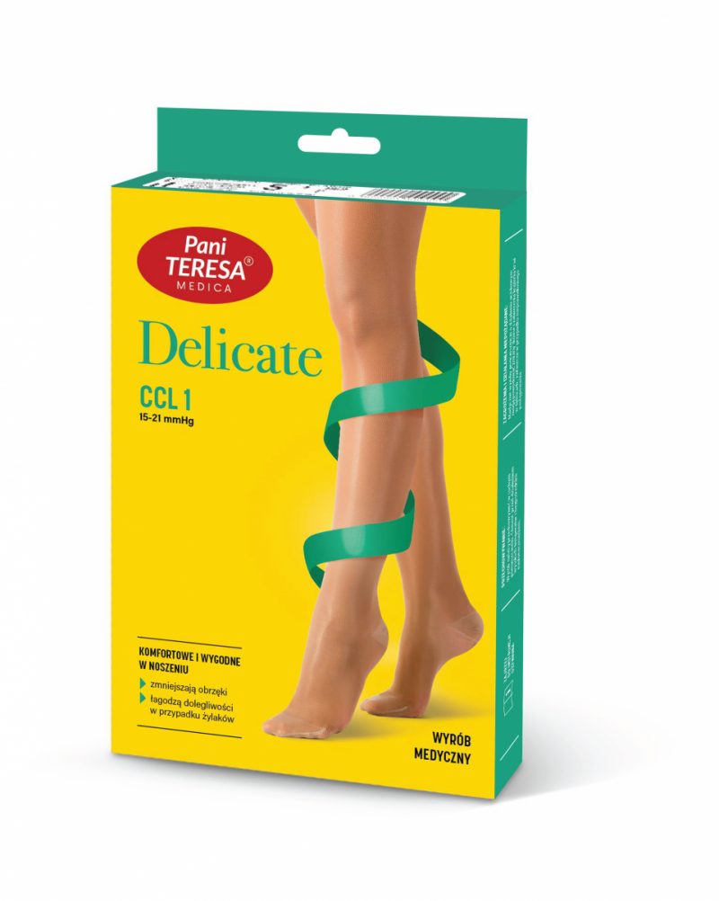PANI TERESA PREMIUM delicate Pończochy medyczne uciskowe samonośne CCL 1 - TRANSPARENTNE