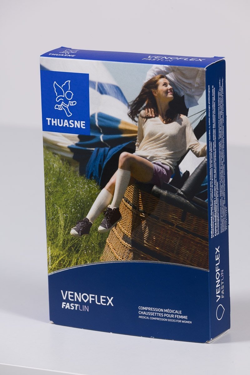 THUASNE Podkolanówki przeciwżylakowe I klasy ucisku (15-20 mmHg) Venoflex FAST LIN z lnem - dla kobiet
